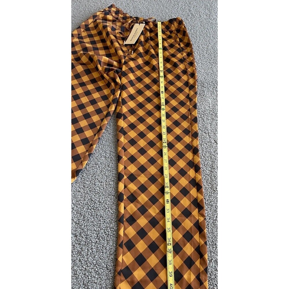 Free People Scotch & Soda Gold Black Geometric Wide Leg Boho Trouser Pants Sz XL - Picture 9 of 16